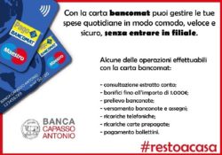 ALIFE. #restoacasa, come effettuare operazioni in modo comodo, veloce e sicuro: le raccomandazioni della Banca Capasso Antonio.