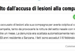 Donne e false accuse. Lite con la compagna: lei lo accusa di essere stata colpita, in realtà era scivolata ed aveva battuto il naso a terra.