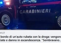 Donne aggressive. A bordo di un’auto rubata con la droga, denunciate: danno in escandescenza.