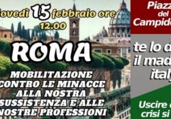 S. Maria C.V. / Roma. Manifestazione degli agricoltori nella capitale, l’annuncio ufficiale: giovedì 15 febbraio in Piazza del Campidoglio.
